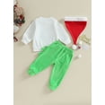 thumbnail image 5 of Elippeo Toddler Boys Girls Christmas Outfits 12M 18M 24M  3Y 4Y Dinosaur Letter Print Long Sleeve Sweatshirts Long Pants Hat 3Pcs Clothes Set, 5 of 10