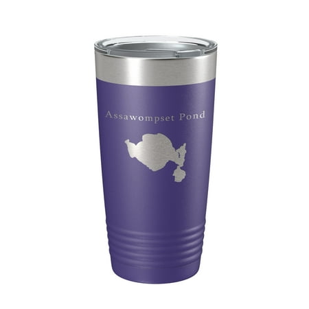 

Assawompset Pond Tumbler Lake Map Travel Mug Insulated Laser Engraved Coffee Cup Massachusetts 20 oz Purple