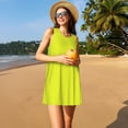 thumbnail image 3 of Yiaed Yellow Print Women's Sleeveless Dress, Loose Fit Summer Dress, Casual Sleeveless Dress for Women, 3 of 7