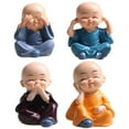 thumbnail image 1 of Resin Miniature Small Monk Craft Accessories Family Office Car Decoration 4PCS, 1 of 8