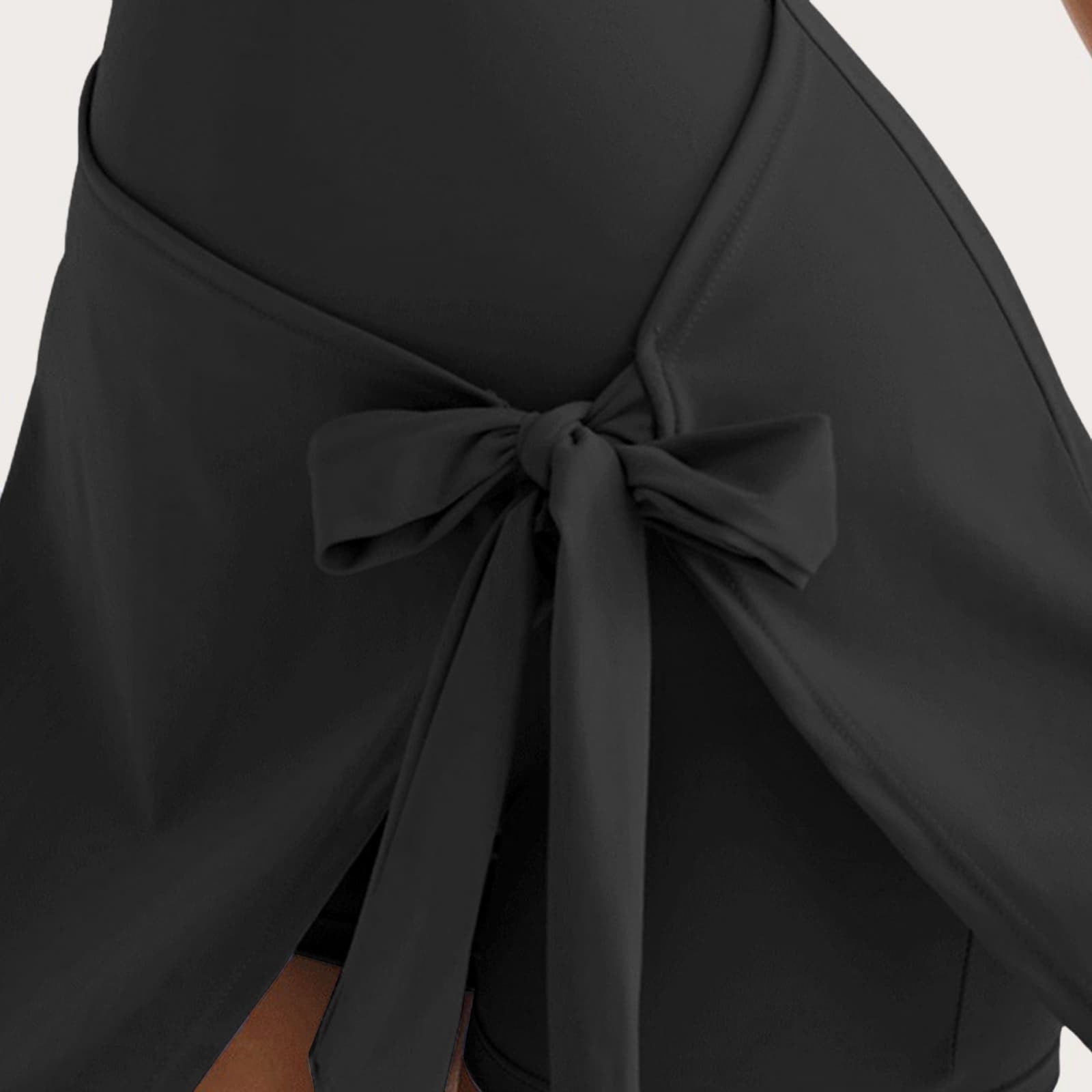 Miluxas Womens High Neck Tennis Dress Sleeveless Wrap Skirt Built in Shorts Golf Athletic Dress Workout Rompers Black