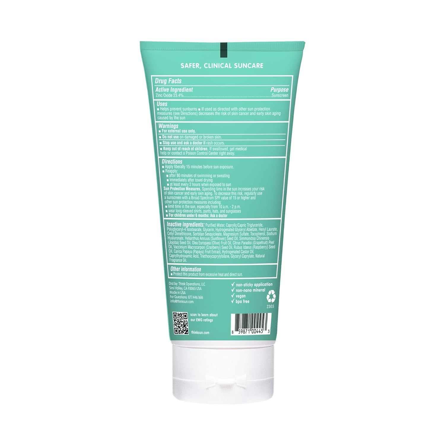 Thinksport Kids SPF 50+ Mineral Sunscreen \u2013 Safe  Natural Sunblock for Children - Water Resistant Sun Cream \u2013 Broad Spectrum UVA/UVB Sun Protection \u2013 Vegan  Reef Friendly S
