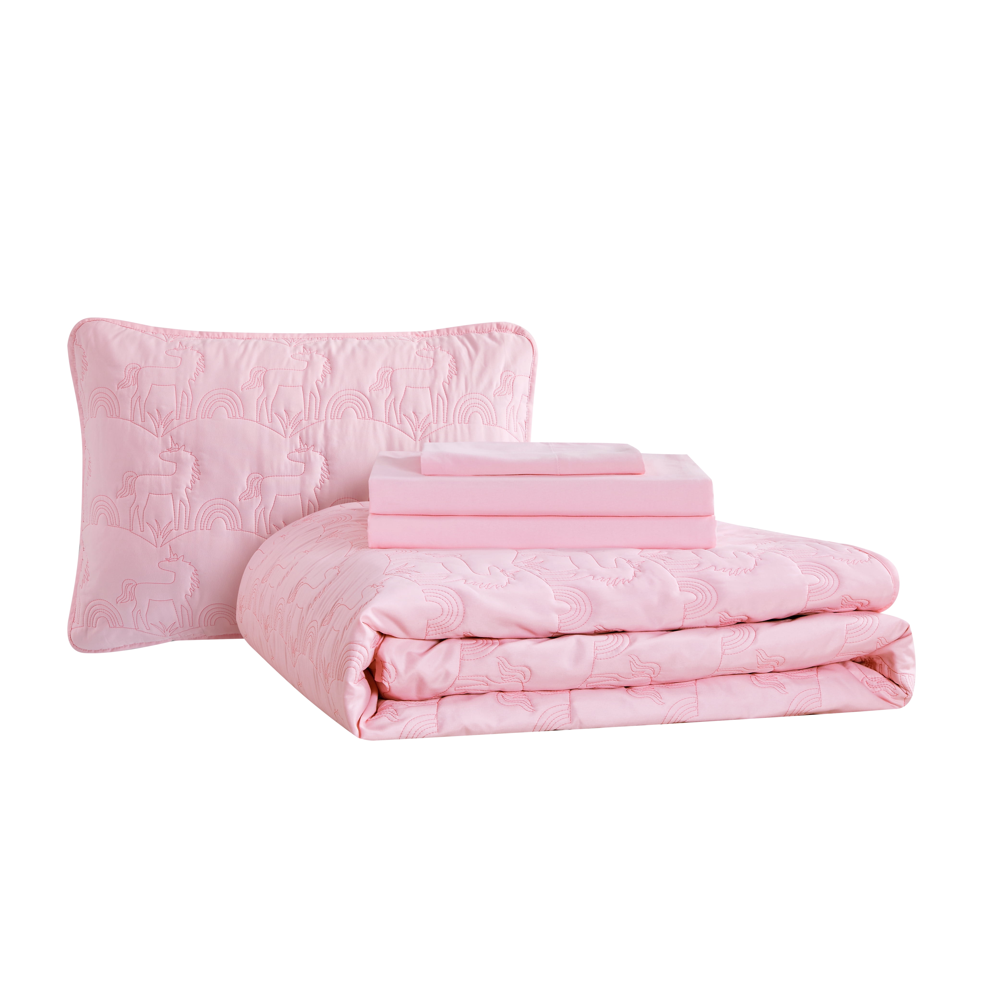 Your Zone Quilt Set with Sheets Animals & Insects Unicorn Purple Polyester Basic Weave, Twin - Reversible