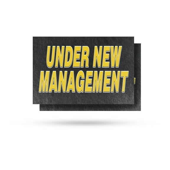 Under New Management Vinyl Decal 2 Pack of 12 Inch x 16 Inch Weatherproof Heavy-Duty Adhesive Backing | Business Promotions, Clear Messaging, Professional Display | Made in USA
