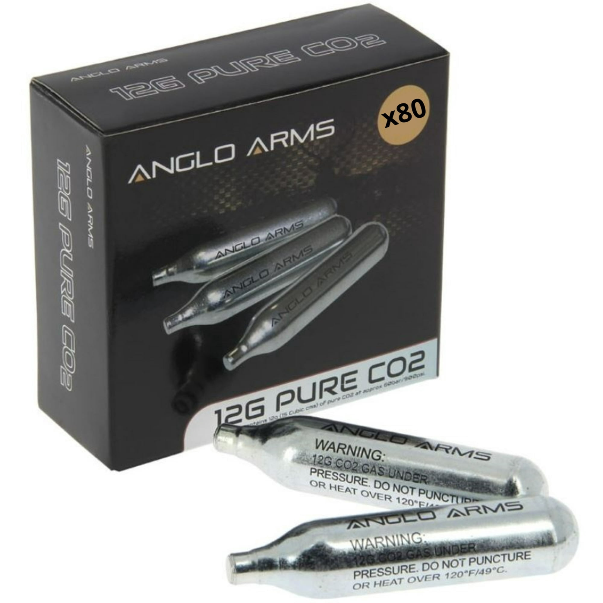Anglo Arms Packs 12g Co2 Gas Capsule Cartridge Air Rifle Pistol Gun Airgun Pack of 80