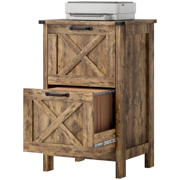 HOMCOM File Cabinet with 2 Drawers Filing Cabinet for A4 Letter Size Brown
