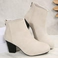 thumbnail image 5 of Wowcloth Woman's Fashion Casual Ankle Boots, Round Toe Solid Color with Chunky Heel and Back Zipper, Stylish Everyday Wear, 5 of 9