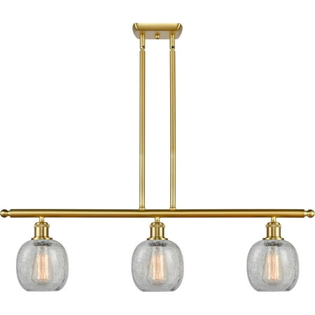 

Satin Gold Tone Island Lighting 36 Wide Clear Crackle Glass Steel/Cast Brass/Glass Medium Base LED 3 Light Fixture