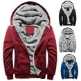 thumbnail image 3 of Chic Men Warm Solid Color Hooded Long Sleeve Pocket Zip Up Coat Outwear Jacket, 3 of 8