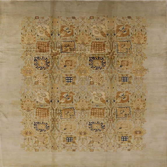 Ahgly Company Indoor Square Mid-Century Modern Light Brown Oriental Area Rugs, 7' Square