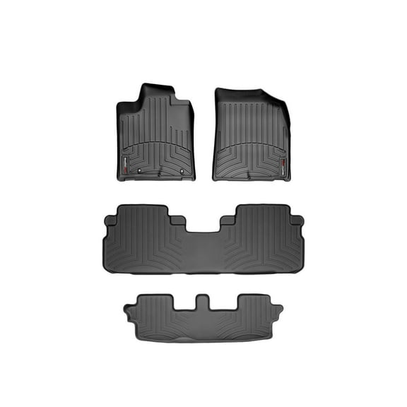 WeatherTech Custom Fit FloorLiners compatible with 2008-2013 Toyota Highlander - Complete Set (1st, 2nd, & 3rd Row), Black