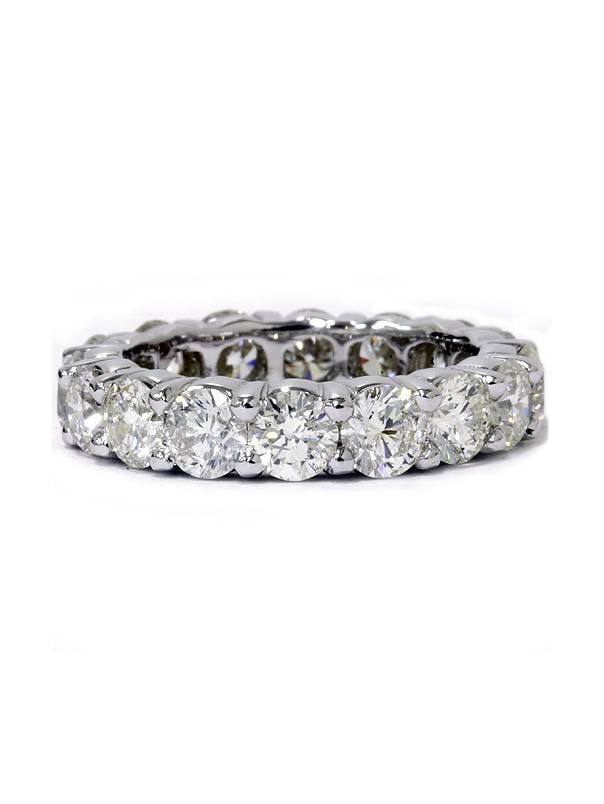 Real 14k White Gold Eternity CZ Round Prong Wedding Bridal Engagement Ring Band 