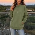 thumbnail image 6 of thefmos Women's Stand Collar Pocket Sweatshirt Half Zip Solid Color Casual Pullover Fashion Fall Winter Outfit, Army Green S, 6 of 8