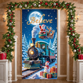 thumbnail image 5 of Black Locomotive Christmas Train Banner Golden Bells Holiday Display Red Bow Christmas Wreath Xmas Backdrop for Christmas Party Holiday Decoration Winter Event, 5 of 9