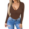 thumbnail image 2 of ORUYROP Combinaison à Manches Courtes et Manches Courtes Deep V Neck pour Vêtements pour Femmes, 2 of 5
