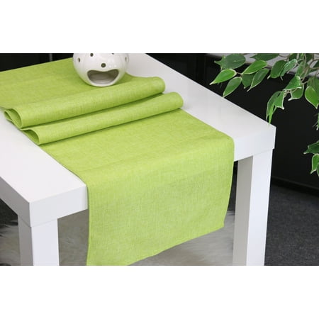 Aiking Home Faux Linen Unlined Table Runner, Ideal for Wedding, Baby Shower, Party Decor, Thanksgiving, Christmas or Special Event, Lime - Size 12''x62''