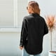 thumbnail image 4 of Blusa con botones de color puro, camisa de pana para mujer, blusa holgada de pana para mujer, blusa con bolsillo, valor excepcional, 4 of 6