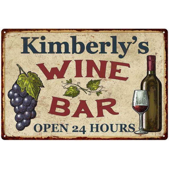 Kimberly's Rustic Wine Bar Sign Wall Decor Kitchen Gift 8 x 12 High Gloss Metal 208120056873
