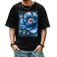 thumbnail image 2 of Plus Size Shirt for Women Black Tops for Women Short Sleeves Shirt for Women Peony T Shirt Crewneck Shirt for Women 2XL, 2 of 5