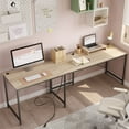 thumbnail image 2 of Bestier 95.2 inch L Shaped Desk with Power Outlet & Monitor Stand Oak, 2 of 7