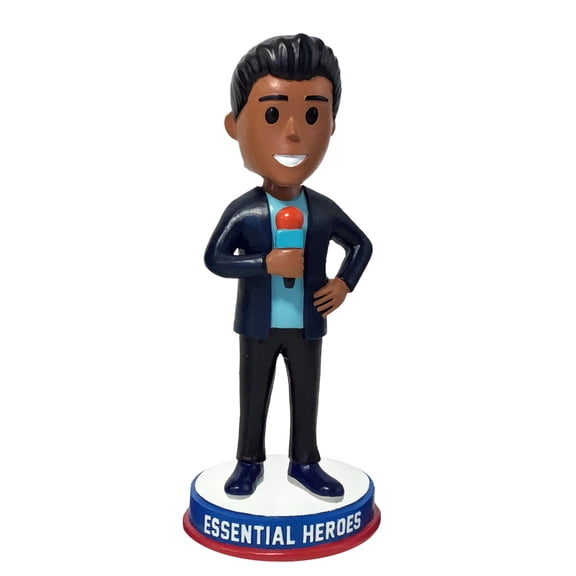 Journalist Reporter Essential Heroes Bobblehead Male Dark Skin Tone
