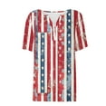 thumbnail image 4 of Womens Red White and Blue Blouse American Flag Shirts Womens Fourth of July Shirt Women Memorial Day Shirts Women Fashion Printing Casual Short Sleeves Blouse V-Neck T-Shirt, 4 of 5