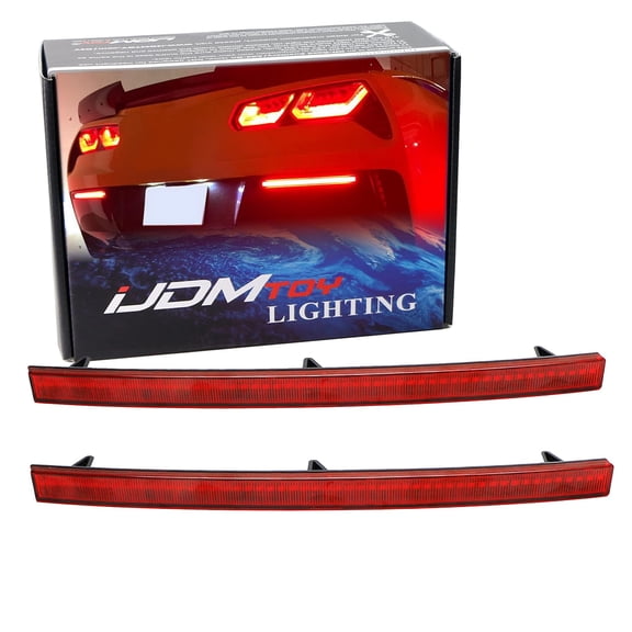 OE-Red Lens 60-SMD Full LED Rear Bumper Reflector Light Trim For 2014-19 Chevrolet C7 Corvette, Function as Tail or Rear Fog Lights