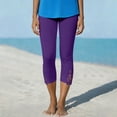 thumbnail image 3 of yillto Womens Yoga Capris Pants Lace Hem Fashion High Waist Workout Gym Cropped Leg Leggings Clothes, 3 of 7