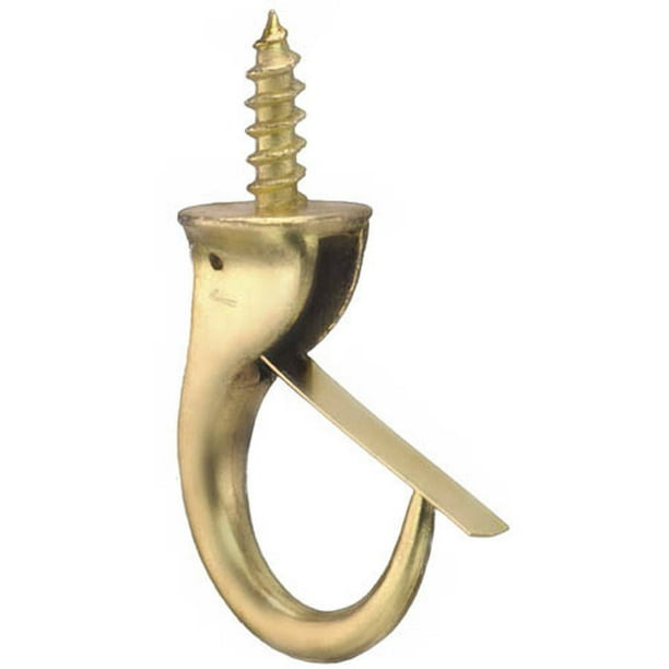 Stanley Hardware 752970 7/8" Bright Brass Safety Cup Hooks, 4 Count