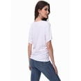 thumbnail image 3 of Women's V-Neck Dolman Top - Short Sleeve Solid Color Blouse with Side Shirring Detail, Casual Loose Fit T-Shirt, 3 of 6