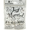 12'' Printed Balloons - 8-Pack, Just Married