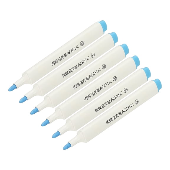 Acrylic Paint Marker Pens, 6Pcs Acrylic Paint Pens Waterproof Paint Art Marker Pen Water Based Paint Pen for DIY Craft, Sky Blue