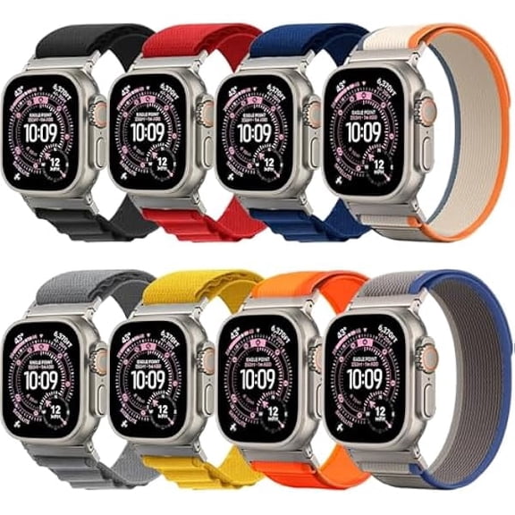 xixishop 8 Pack Bands - Compatible with Apple Watch Ultra Band 49mm 46mm 45mm 44mm Men Women,Sport Bands for iWatch Ultra/Ultra 2/SE/SE 2/Series 10/9/8/7/6/5/4