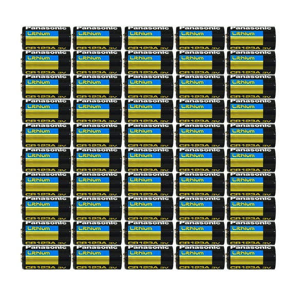 Panasonic CR123A 3V Long Lasting Lithium Batteries - 50 Pack