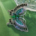 thumbnail image 5 of Butterfly Green Rhinestone Vintage Brooch, Silver Tone, 5 of 9