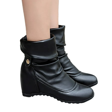 GHSOHS Cowboy Boots for Women Thigh High Boots Ankle Boot Black Boots Knee High Boots Soild Leather High Slope Heel Short Boots Comfort Rain Boots Dress Shoes Hiking Boots Shoes Slouch Boots Size 41