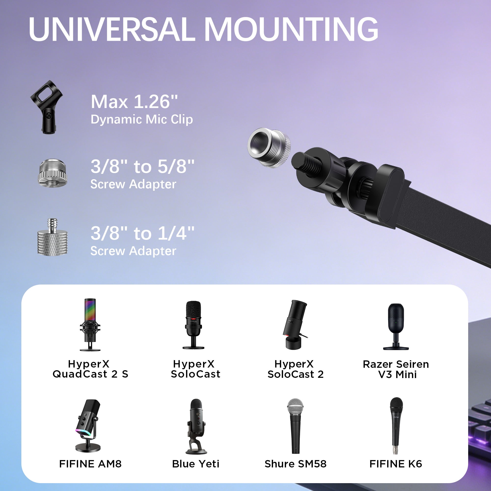InnoGear Foldable Desk Low Profile Mic Arm 360° Rotatable Microphone Boom Arm Stand for Live Streaming, Gaming, Podcasting, Radio