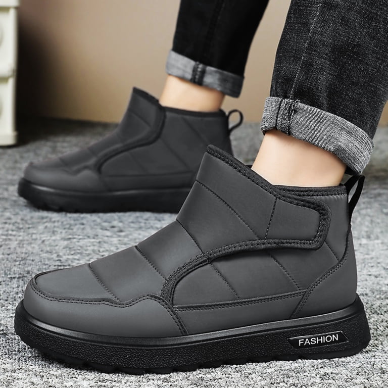 men's waterproof winter dress boots Snow Boots, Mens Snow Winter Boots for Men Fur Lined Warm Ankle Boots Hook & Loop Closure Slip On Outdoor Boot Comfortable Walking Shoes, Gray US-8.5/EU-41 saints Cotton Citizen Turtleneck Maxi Size:CHILD-Small-3T This nine