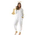 thumbnail image 5 of TBKOMH Christmas Onesie Hooded Pajama Plush Jumpsuit Candy Cane Print Costume Long Sleeve Full Body One Piece Loungewear for Adult Cozy Flannel Holiday Sleep White L, 5 of 5