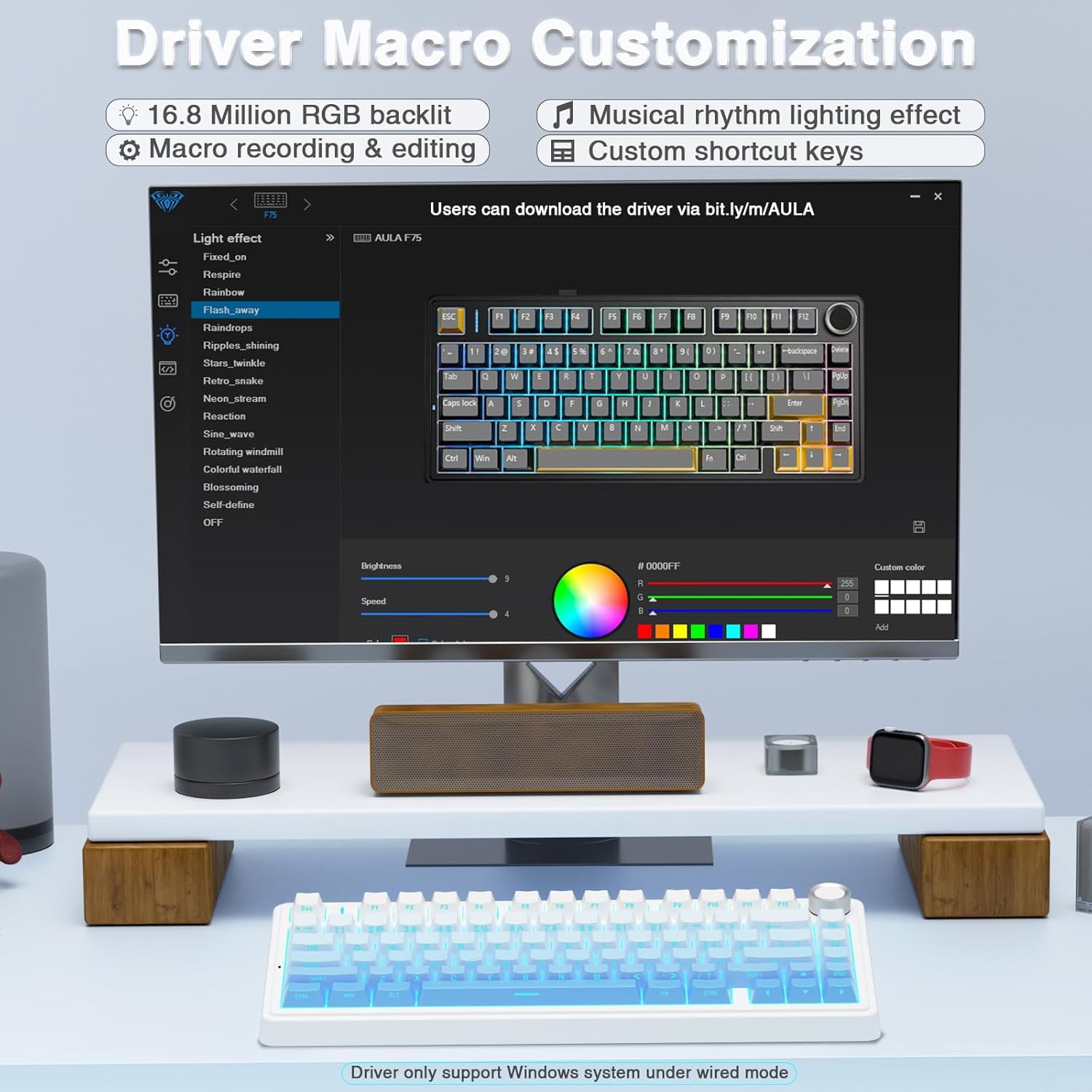 Restored AULA F75 Pro Wireless Mechanical Keyboard,75% Hot Swappable Custom Keyboard,RGB Backlit,Pre-lubed Linear Switches,Side Printed PBT Keycaps Mechanical Gaming Keyboards