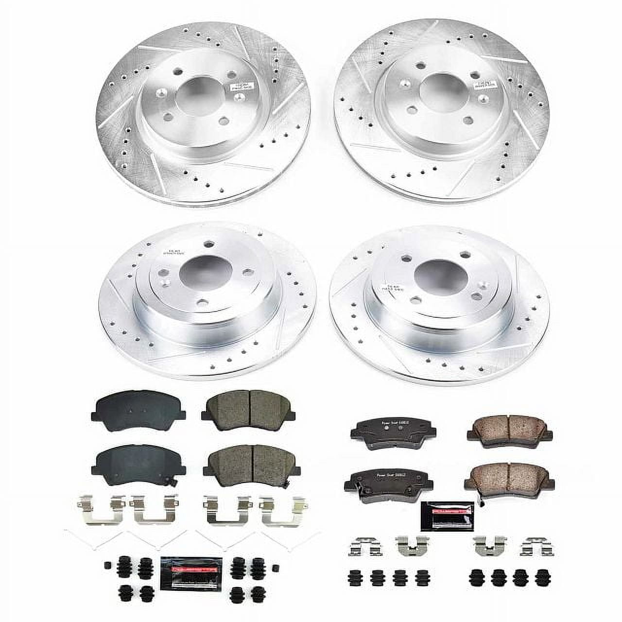 PowerStop Front and Rear Z23 Evolution Sport Carbon-Fiber Ceramic Brake Pad and Drilled & Slotted Rotor Kit Fits: HYUNDAI KIA Select Models K8724