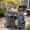 Gray, variant on Mintazer Extendable Outdoor Kitchen Island Cart with Stainless Steel Top & Side Spice Rack, Rolling Kitchen Island with Drawers & Storage, Black