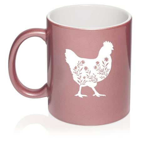 

Floral Chicken Ceramic Coffee Mug Tea Cup Gift for Her Women Daughter Mom Wife Girlfriend Family Coworker Sister Grandma Friend Housewarming Birthday Anniversary Cute (11oz Rose Gold)