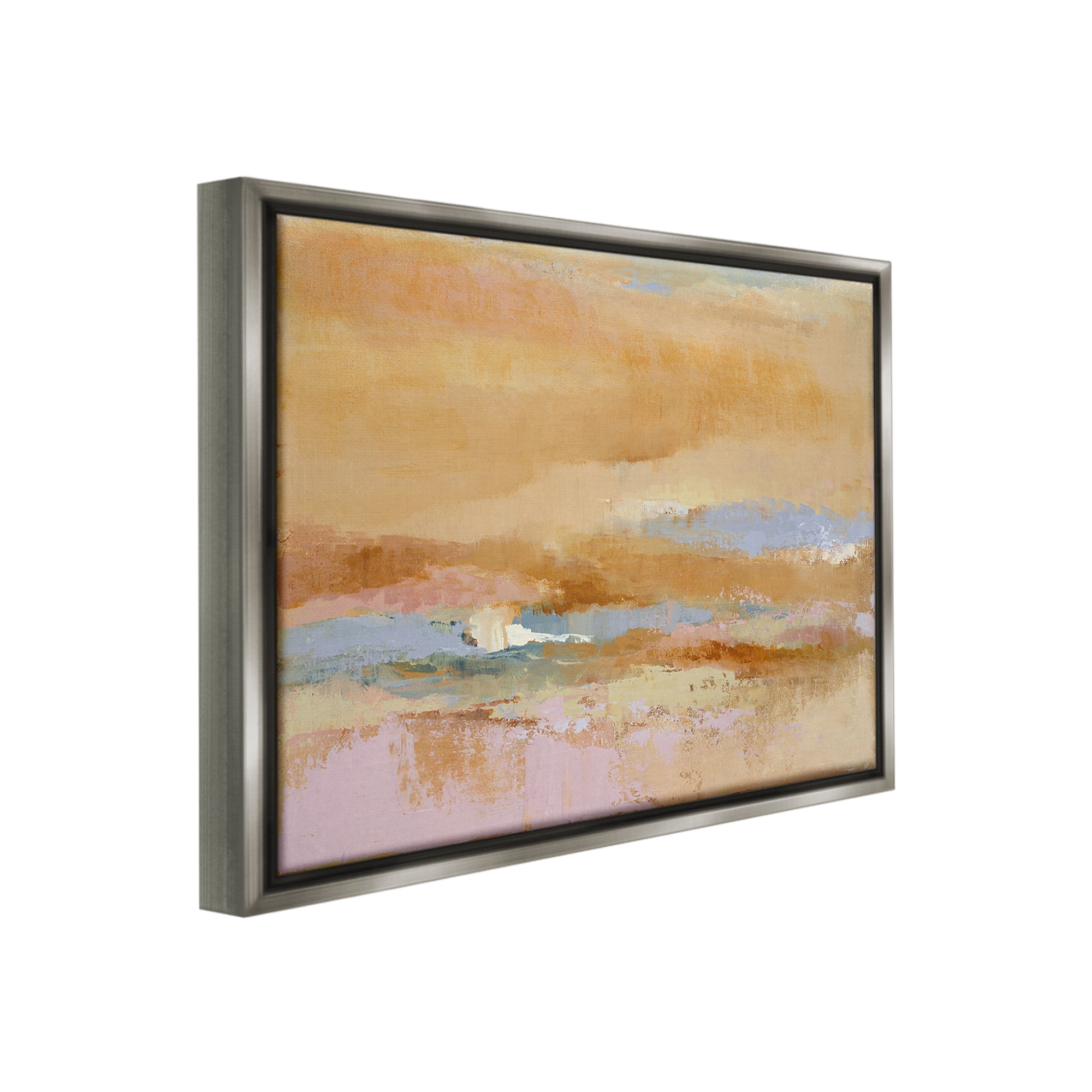 Stupell Industries Rustic Tan Abstraction Abstract Painting Gray Floater Framed Canvas Art Print Wall Art, 31 x 25