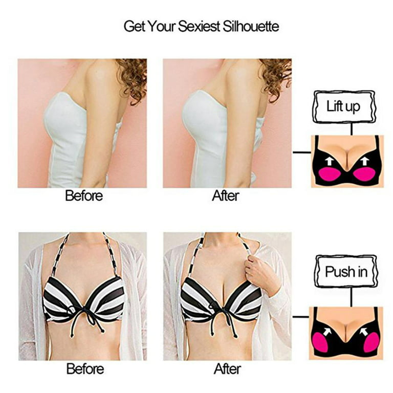 1 Pair Silicone Adhesive Bra Pads Breast Inserts Removable Breathable  Sponge Push Up Sticky Bra Cups for Swimsuits Bikini K0N1 