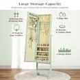 thumbnail image 5 of Costway Jewelry Mirrored Cabinet Armoire Organizer Storage Box with Stand Christmas Gift Green, 5 of 10