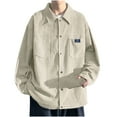 thumbnail image 2 of Tawop Mens Jackets Cargo Long Sleeve Hoodless Casual Corduroy Solid Mens Clothes,Khaki,XL, 2 of 4
