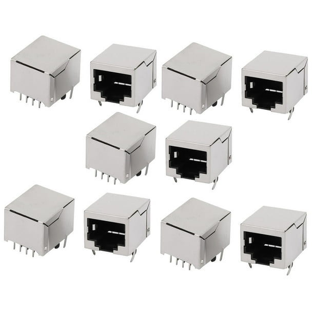 Terminales Rj45 Conector de red Ethernet RJ45 8P8C Conector modular para montaje en PCB ...