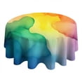 thumbnail image 4 of Colorful Tie Dye Stain Pattern Round Tablecloth 60"x60",Wrinkle Wipeable Table Cloth for Kitchen Dining Room Picnic Patio Party, 4 of 6