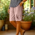 thumbnail image 3 of REALiKUN Women Casual Shorts 11 Inch Inseam Cotton Linen Shorts Drawstring Elastic Waist Shorts Summer Fashion Beach Shorts, 3 of 6